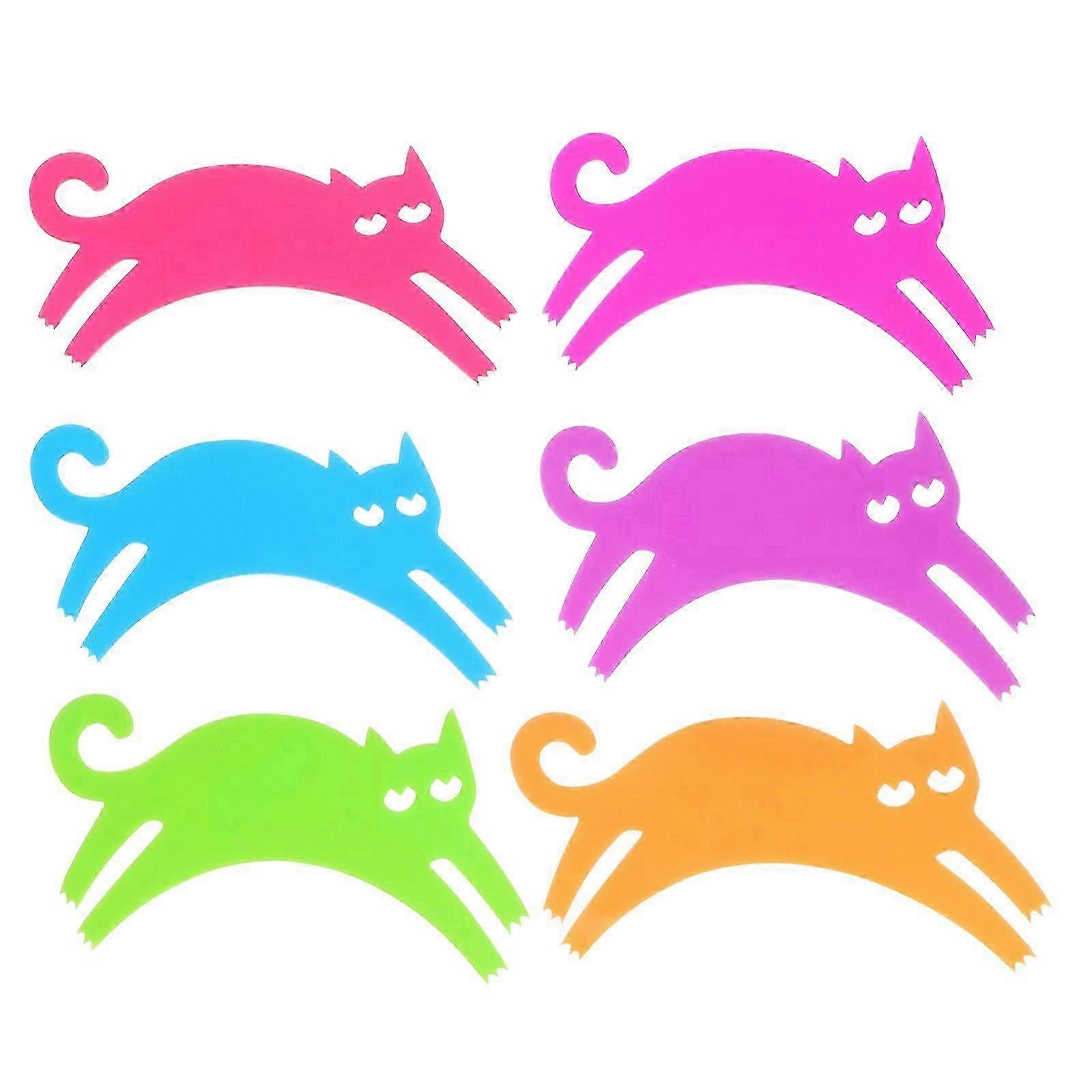 6Pcs Cat Shaped Cup Identifiers Decorative Drink Markers Silicone Wine Charms