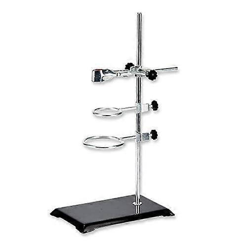 Chemistry Laboratory Retort Stand – Lab Support Stand (21x14cm), 2 Retort Rings (Dia. 5cm/7.3cm), Rod (Length 40cm) and Flask Clamp