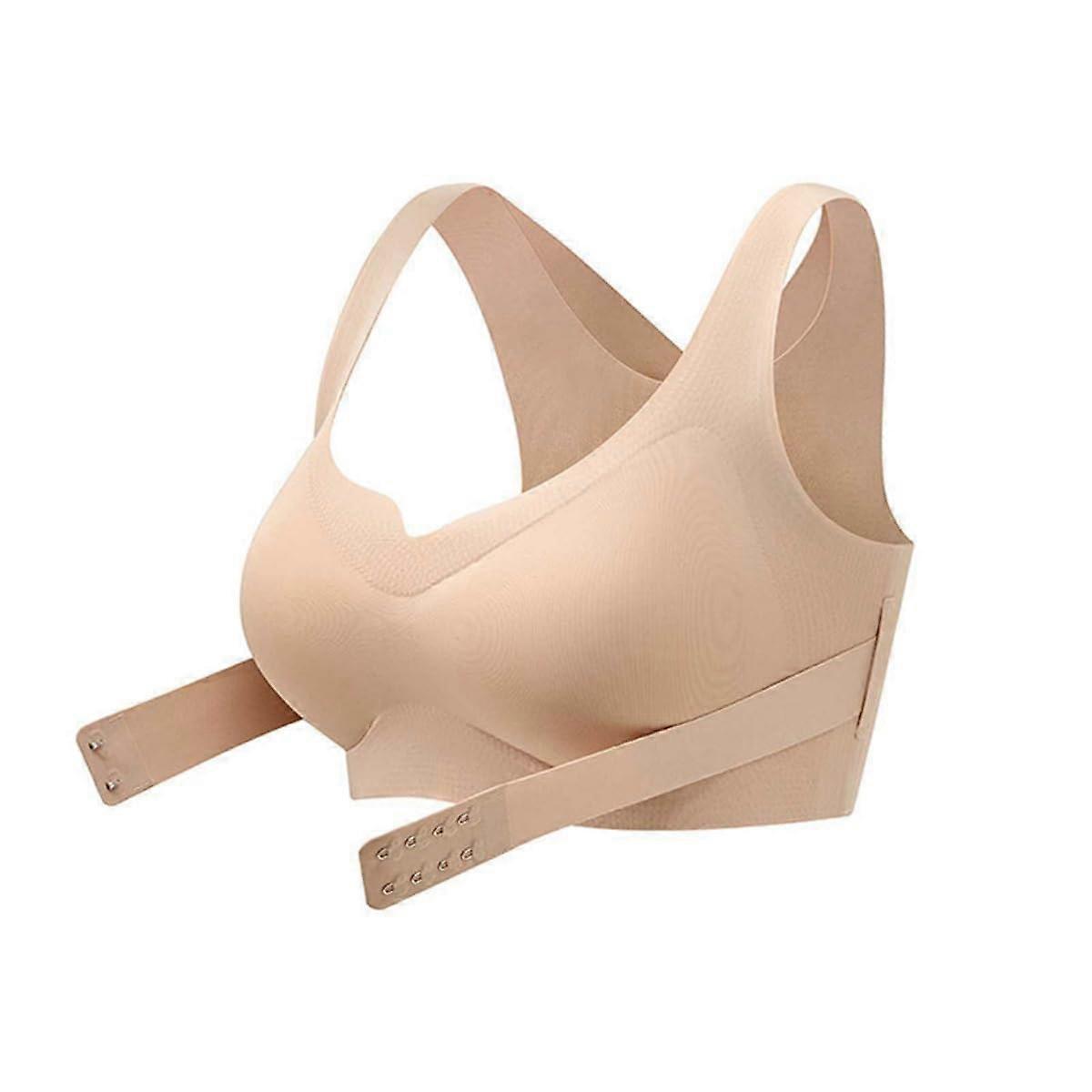 Women's Comfort & Shape Wireless Bra, Front Closure, Seamless, Skin Color, XL Size
