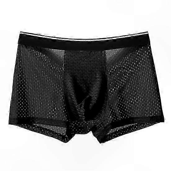 Men's Comfortable 3D Pouch Support Underwear Solid Color Mesh Breathable Thin Boxer Briefs Non-Restrictive Short Panties