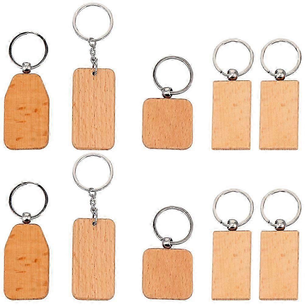 Wood Keychain Blank 10Set Engravable Accessories Light Brown DIY Suitable for New Year Any Occasions