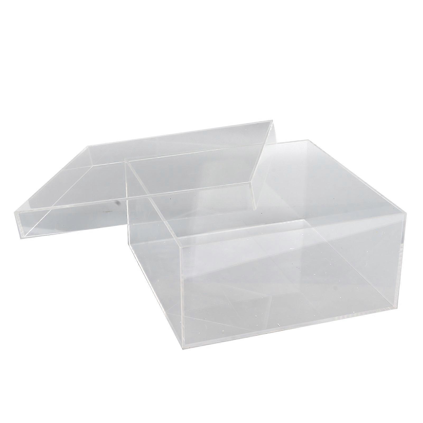 Clear Acrylic Display Cases Multi-Purpose Cube Display Box with Lid for Highlighters Tape Paperback Pin 8x8x3.9in