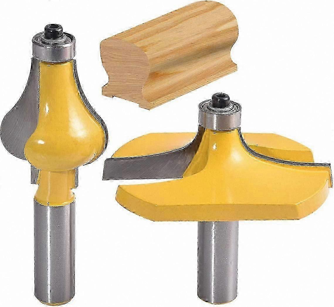 2-Piece Handrail Router Bit Set with 1/2" Shank for Staircase and Railing Projects