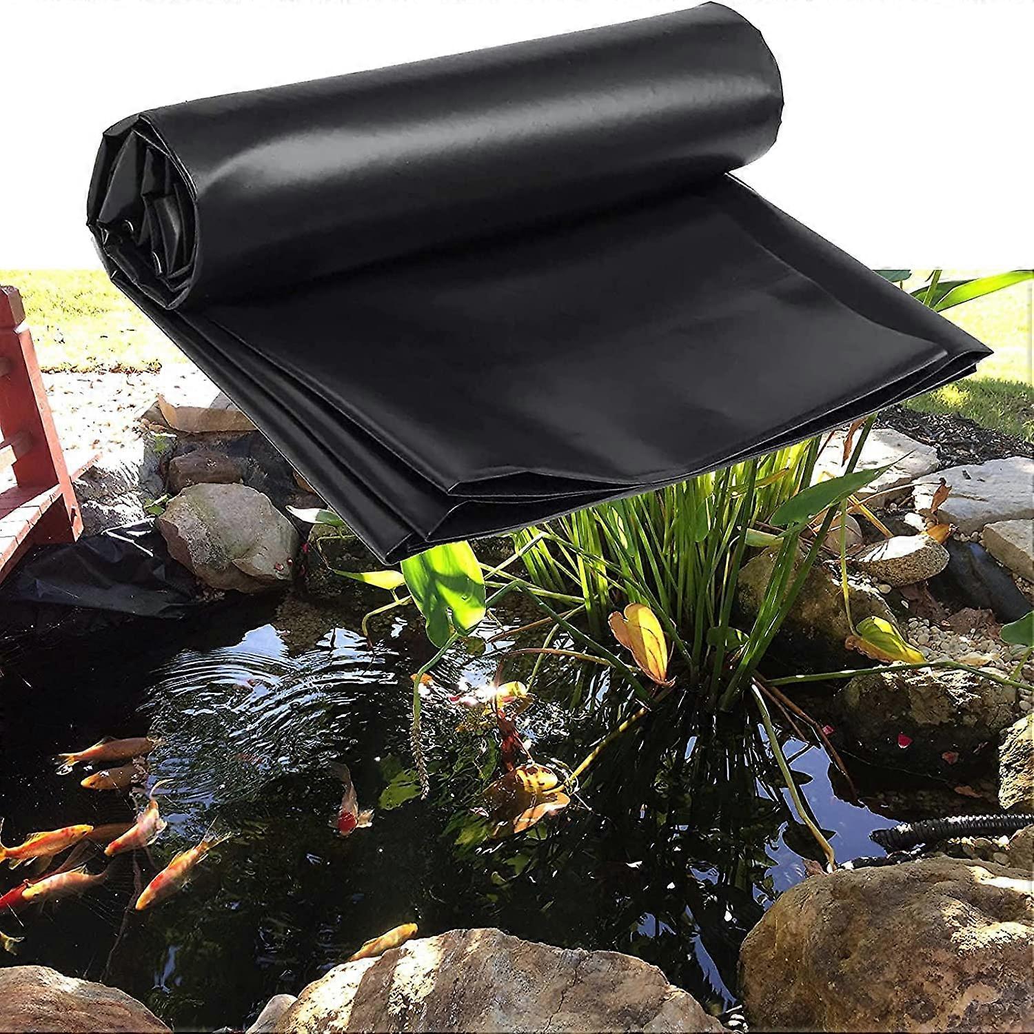 Pond Liner, 0.2mm Waterproof Rubber Liner for Small Fish Ponds, Streams, and Waterfalls, 5x5m (16.4x16.4ft) Size