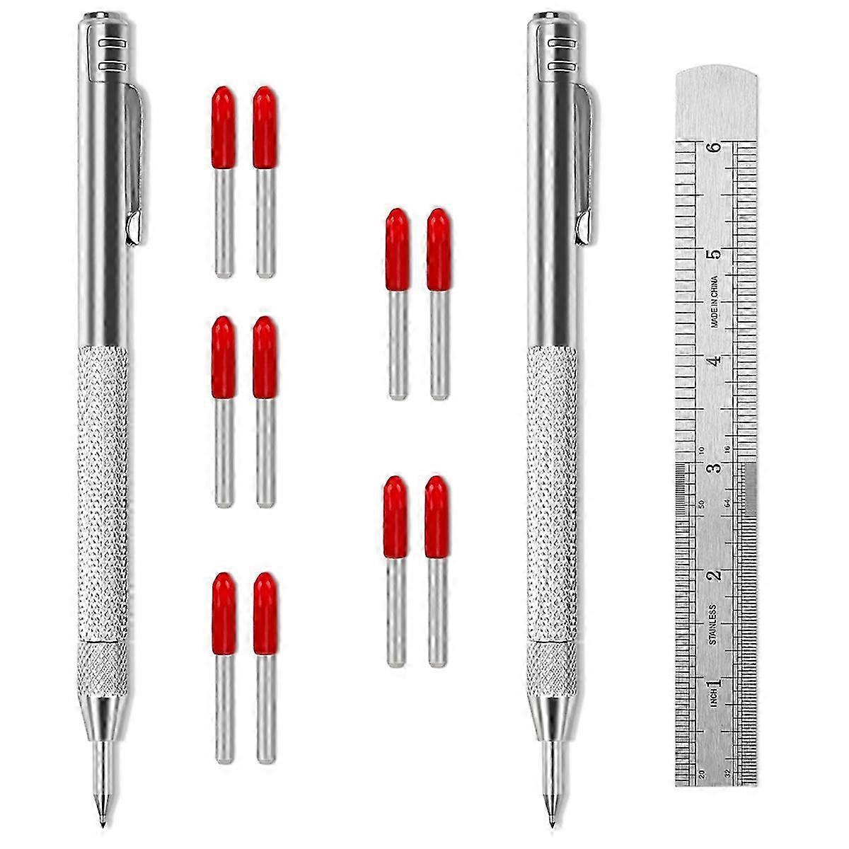 2 Pack Tungsten Carbide Tip Scriber Tool, Metal Scribe Scriber Marking Tools with Magnet, Premium En