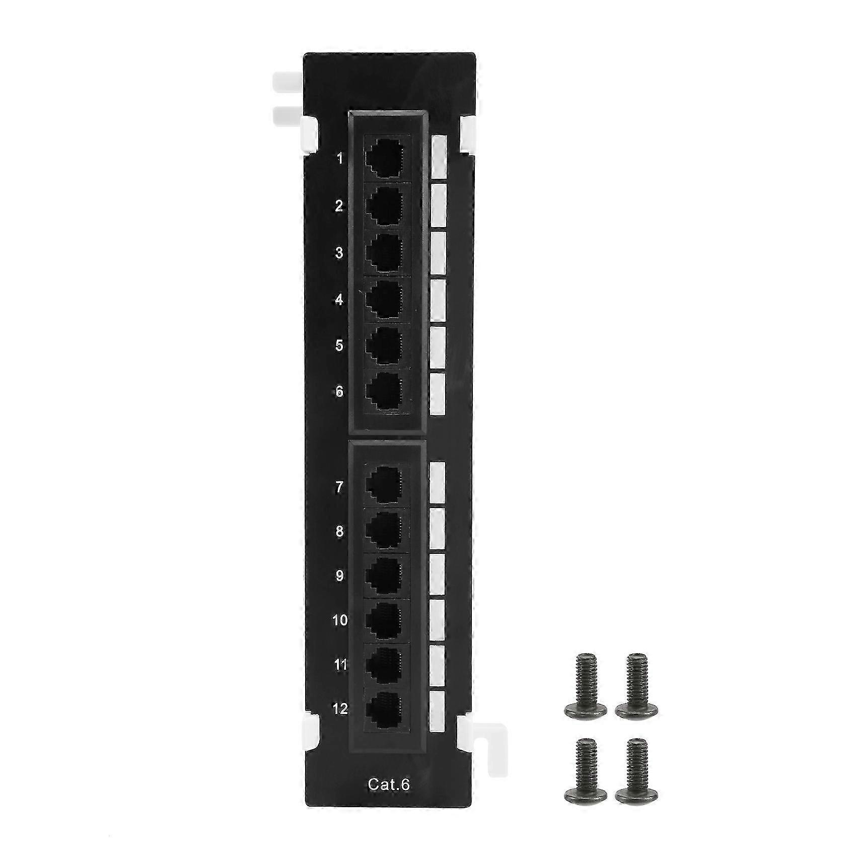 Netzwerk-Toolkit Cat6-Patchpanel mit 12 Anschlüssen: Wand- und Rackhalterung für RJ45-Netzwerke