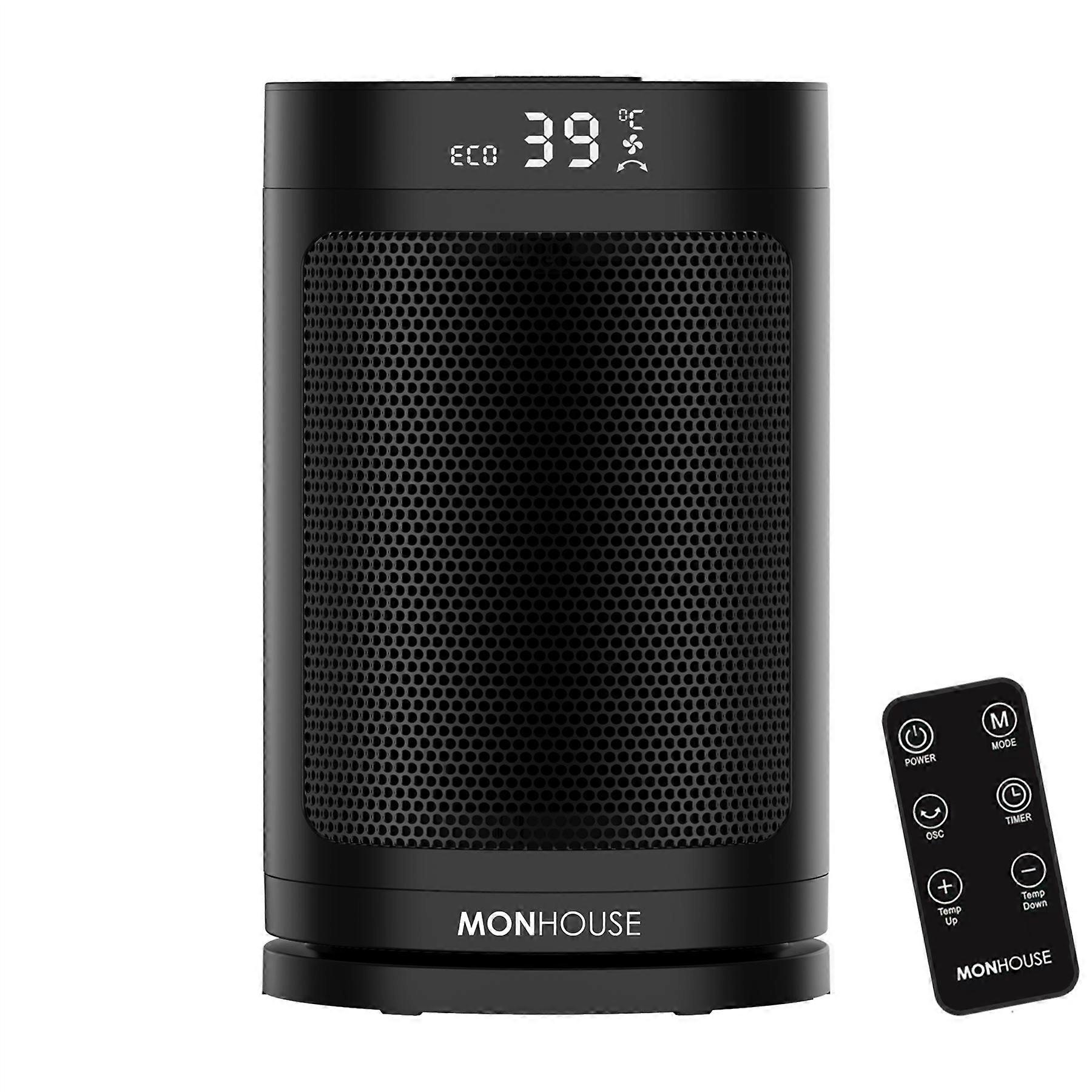 MONHOUSE 1500W Energy Efficient Electric PTC Portable Heater 12H Timer - 24cm