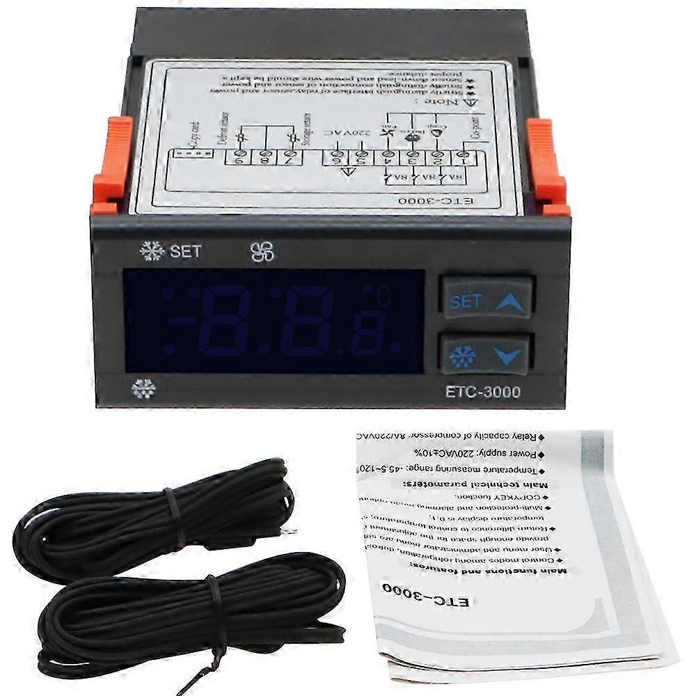 NTC Dual Sensor Mini Temperature Controller Thermostat for Refrigerator and Thermoregulator ETC-3000