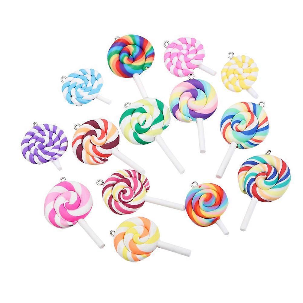 Candy Pendant Charms Lollipop Shape for Craft Projects Assorted Color Polymer Clay Decorative 20Set