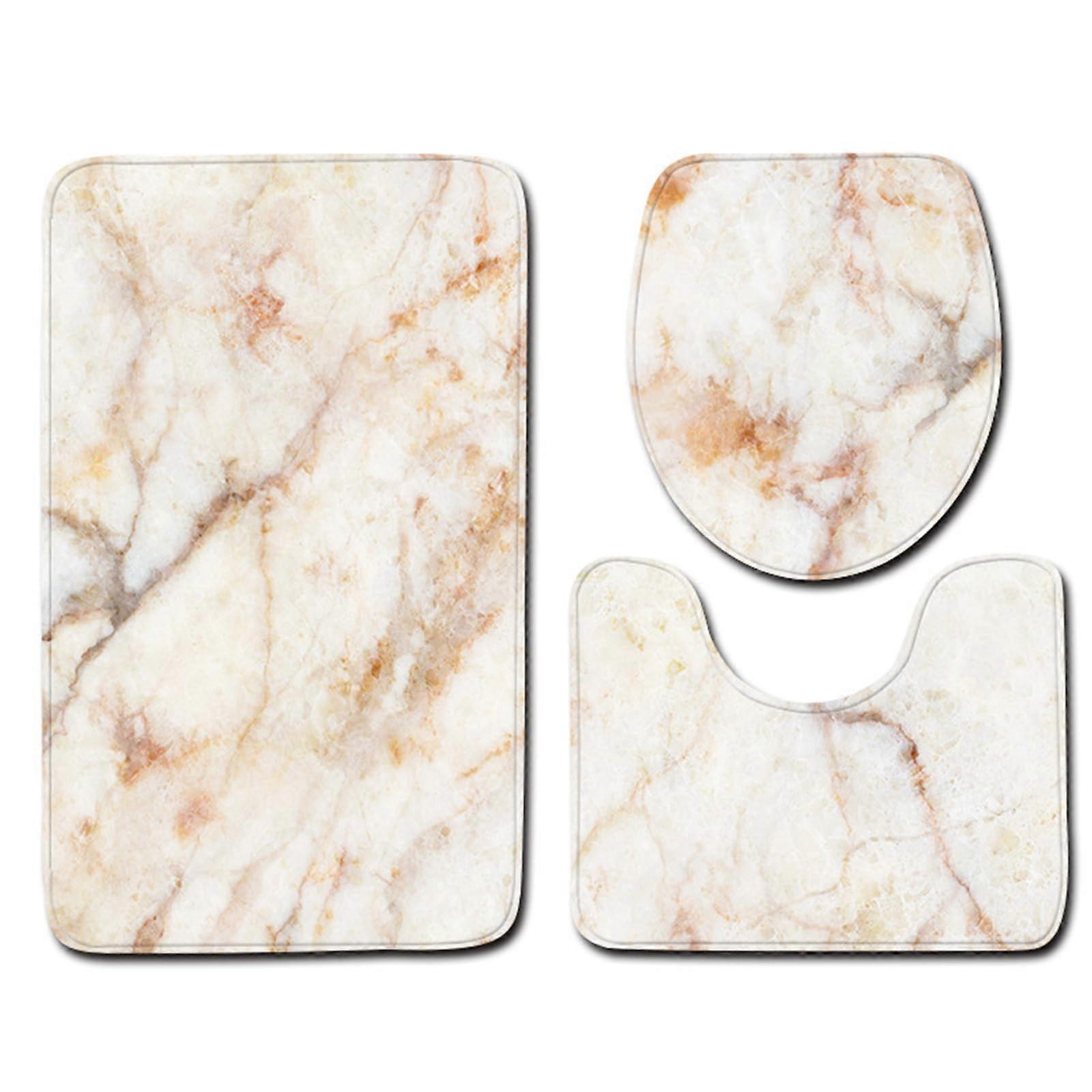 Soft And Plushes 3Pcs Bathroom Mats Set Polyester Fiber Toilet Lid Floor Mats For Modern Homes With Features Ref: 6734