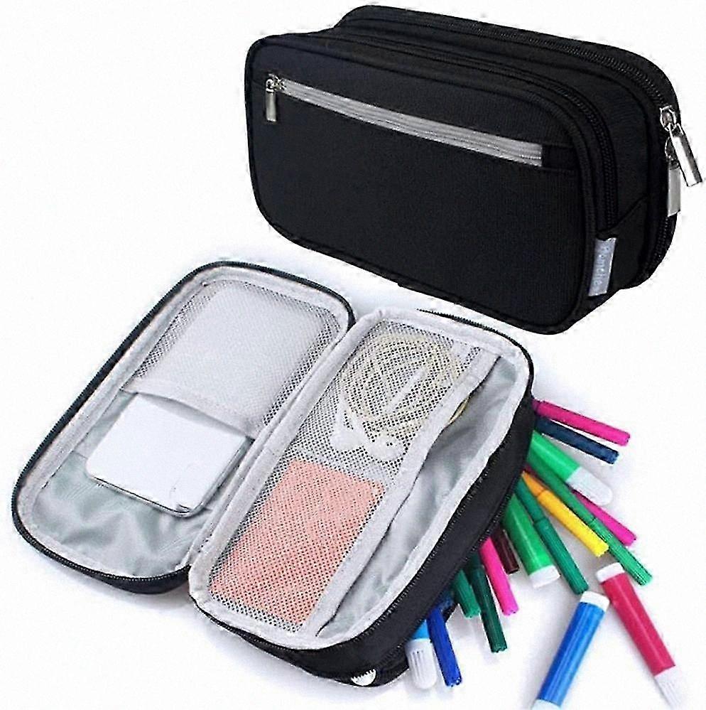 Waterproof Canvas Organizer with Three Compartments, 21x9.9x5.8cm, Black