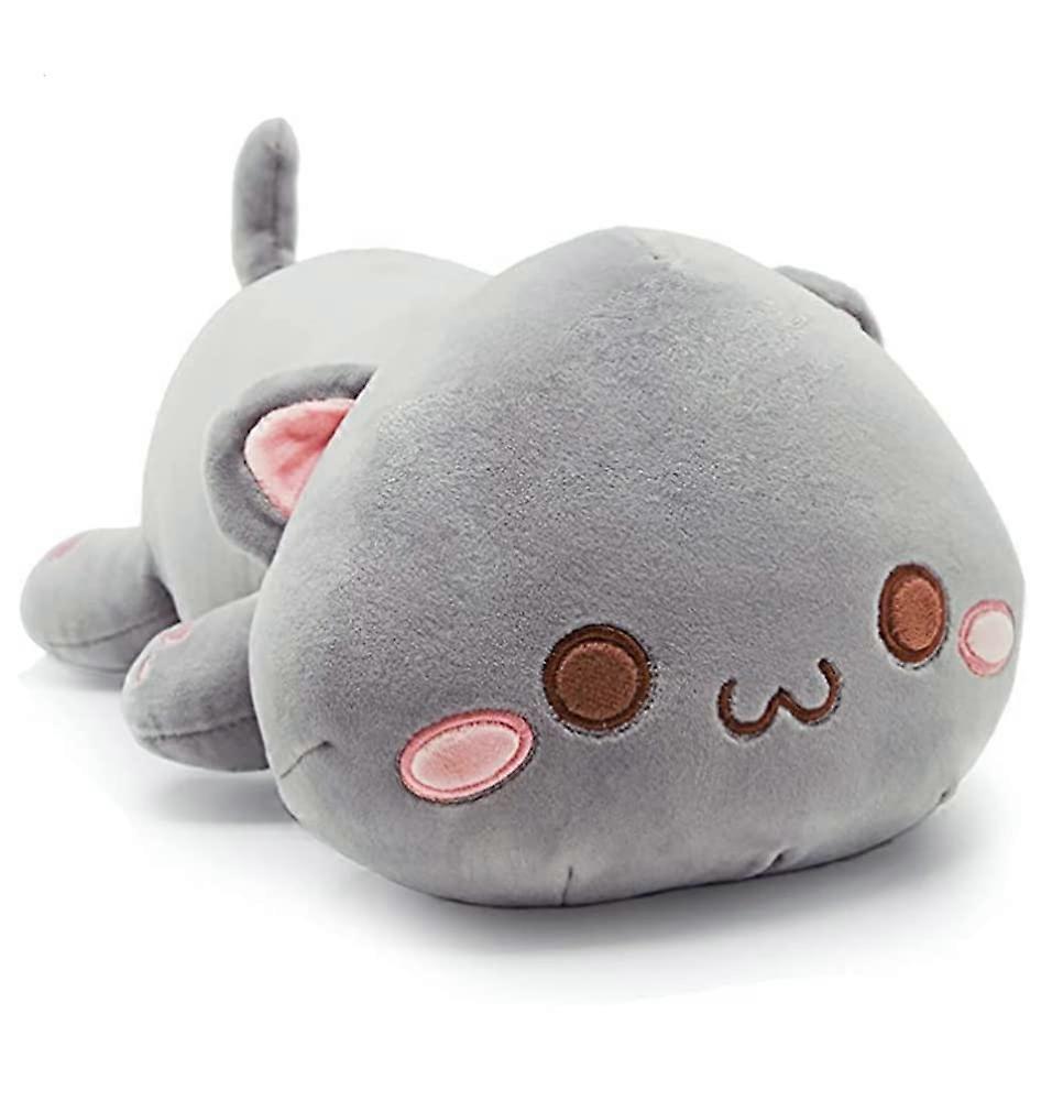 Kitten Plush Toy, Soft Stuffed Cat Pillow, Anime Cat Plush Doll For Kids, Grey