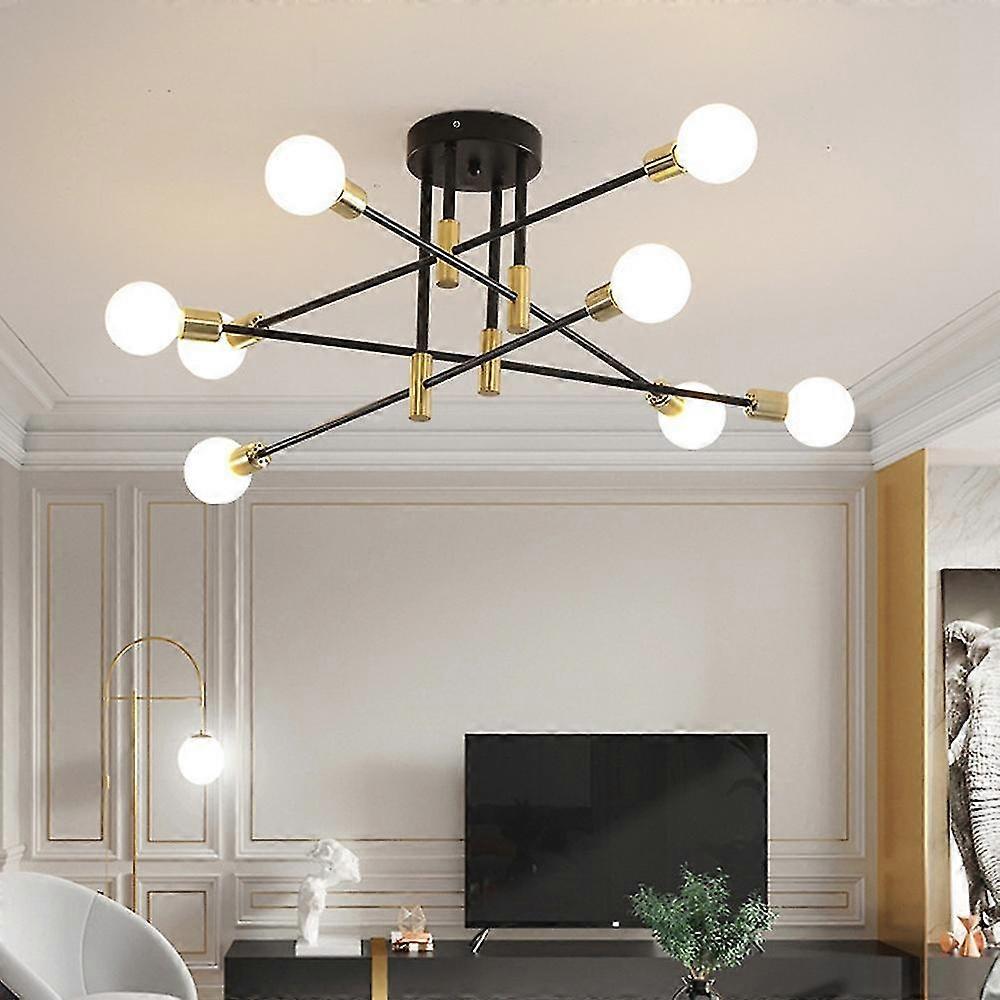 Creative 8-head Black Iron Ceiling Lamp LED Restaurant Decorative Lamp