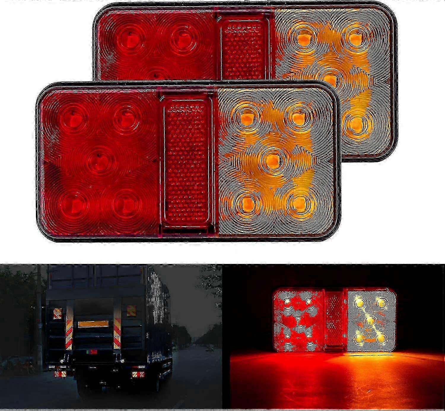 Multifunctional LED taillights, 2 pieces, high visibility and long lifespan, suitable for multiple vehicles