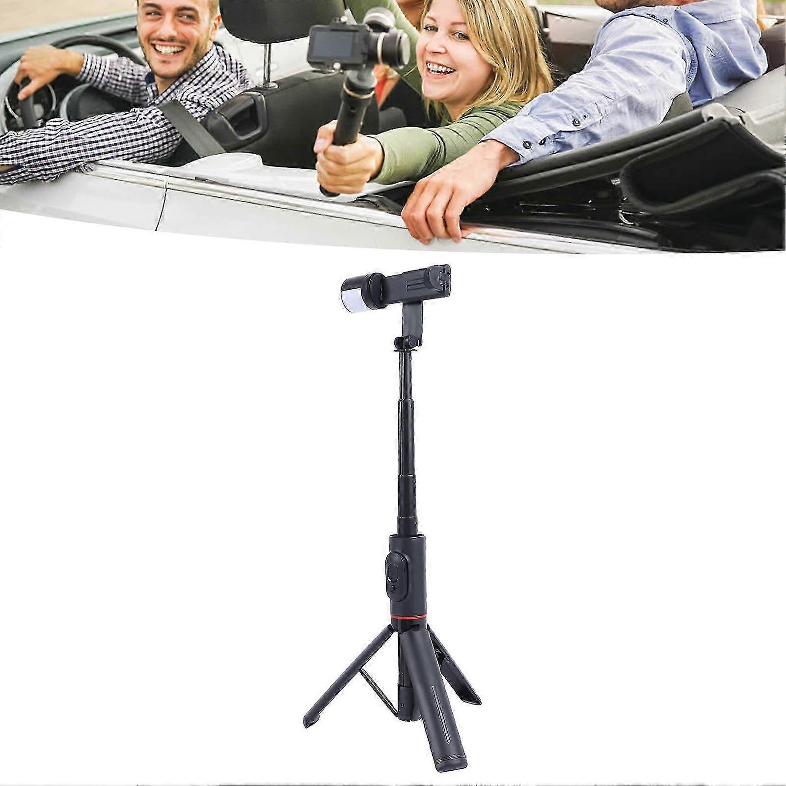 Selfie Stick Tripod Lightweight High Stability Adjustable Multifunction Selfie Stand for Travel Record Photography Black With Ligh
