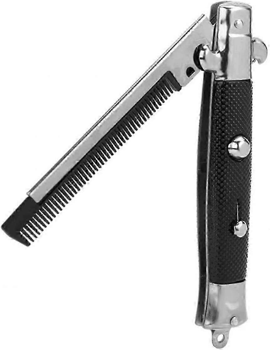 Foldable Stainless Steel Hair Comb with Automatic Push Button