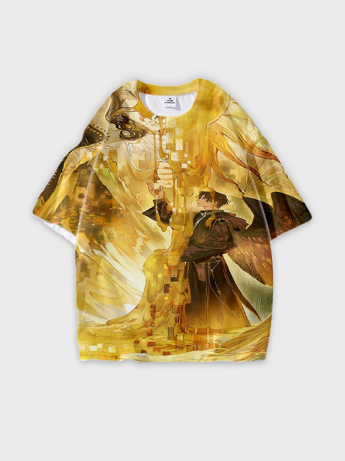 T-Shirt Short Sleeve Round Neck, Summer Casual Loose Graphic Tee, Unisex Pattern U2904