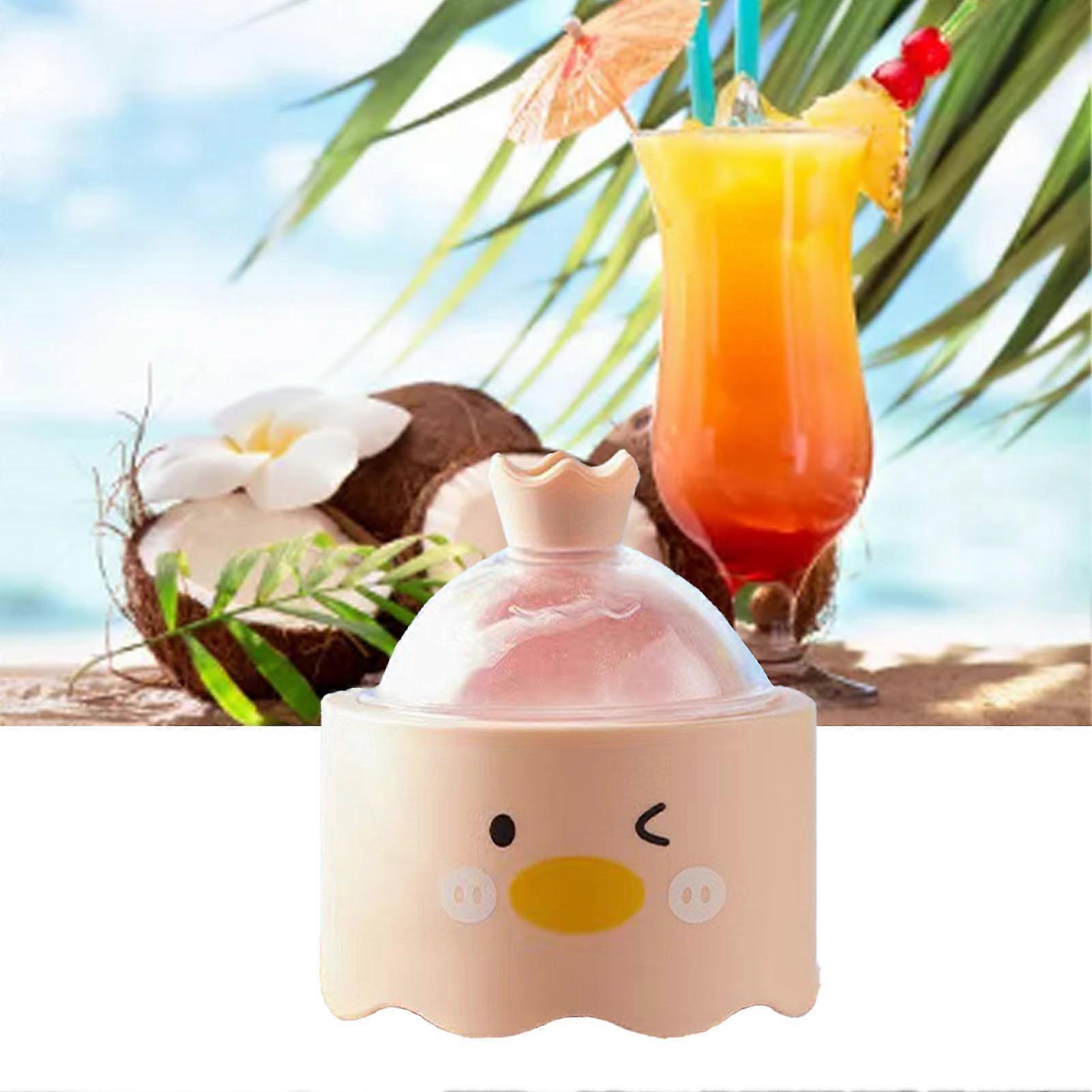 Round Ice Cube Mold Leak Proof Silicone Sphere Maker with Lid Pink