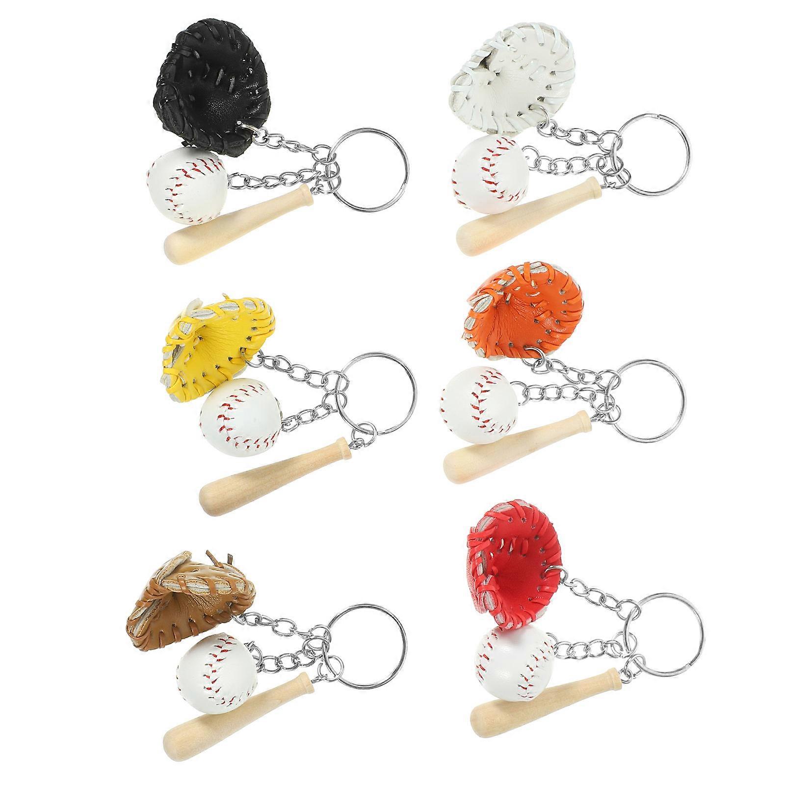 Baseball Keychain Softball Keychains for Decor 6Pcs Decorative Key Rings