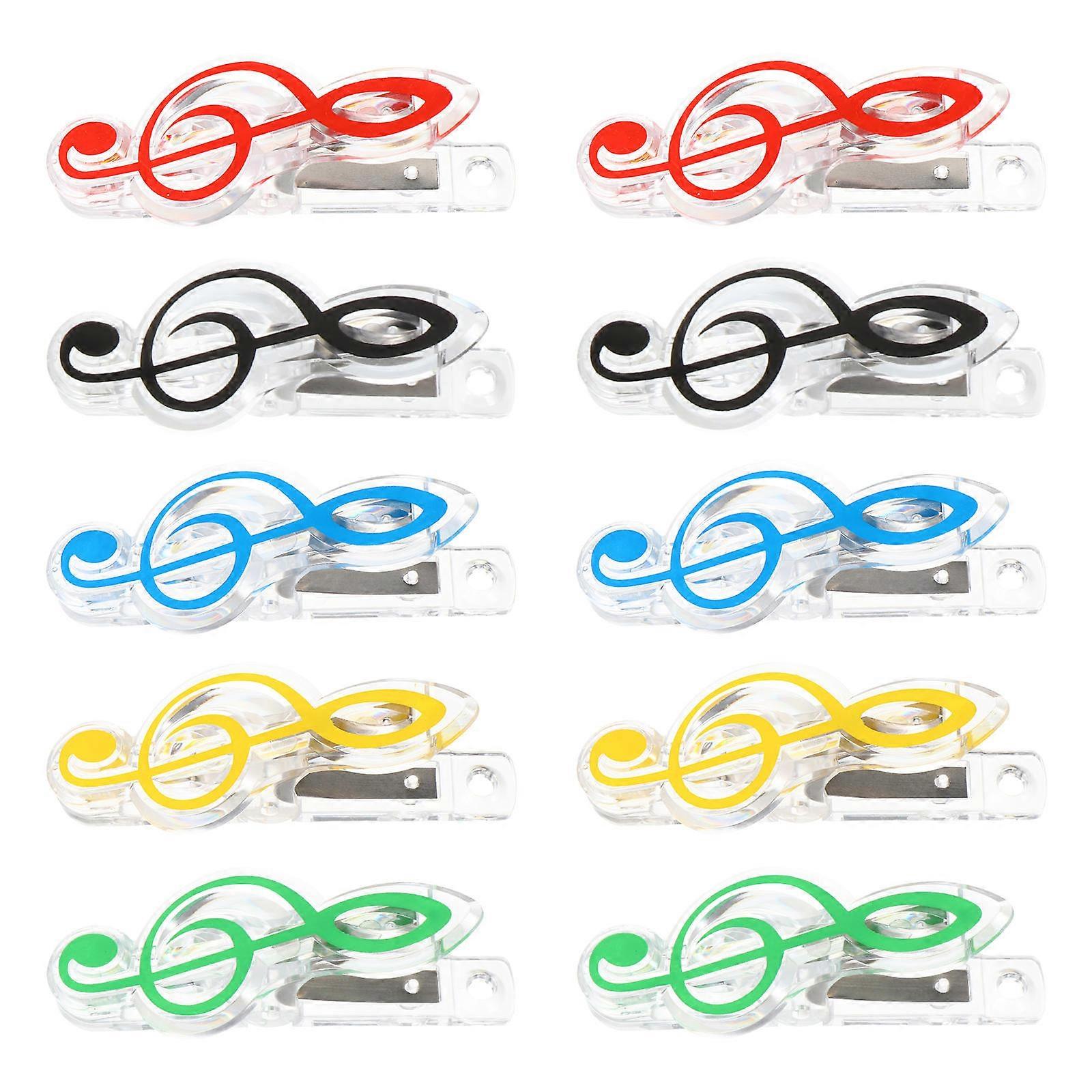 Music Note Clip Plastics Clip for Music Book Use 10Pcs Assorted Color