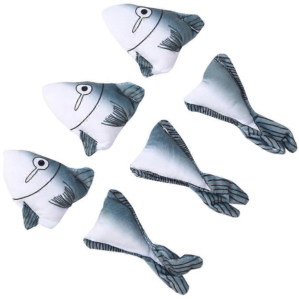 Cat Playing Toys Plush Shark Head Tail for Pet Interaction 6Pcs