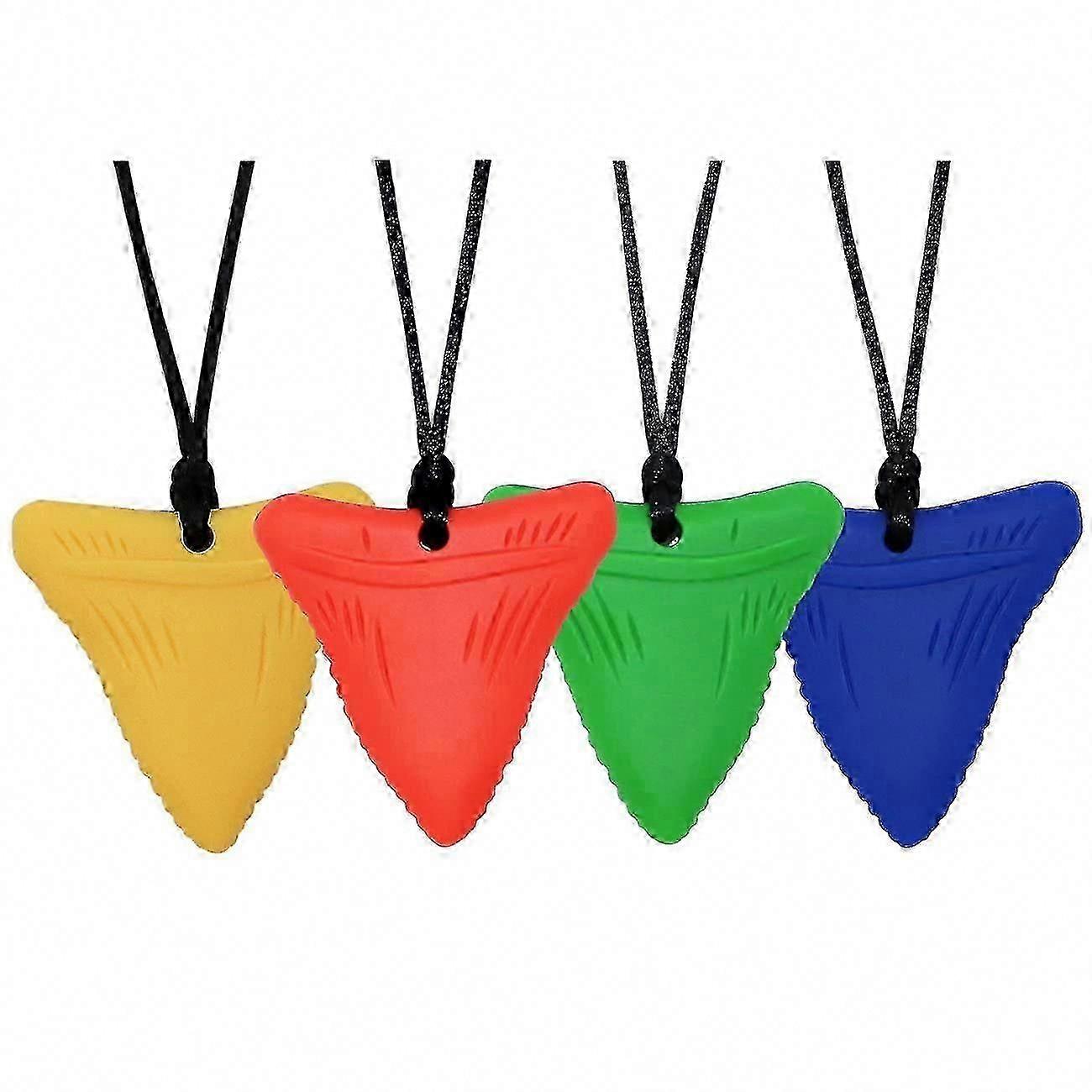 4 Pack Sensory Chew Necklaces Shark Tooth Design for Autism ADHD Fidgeting