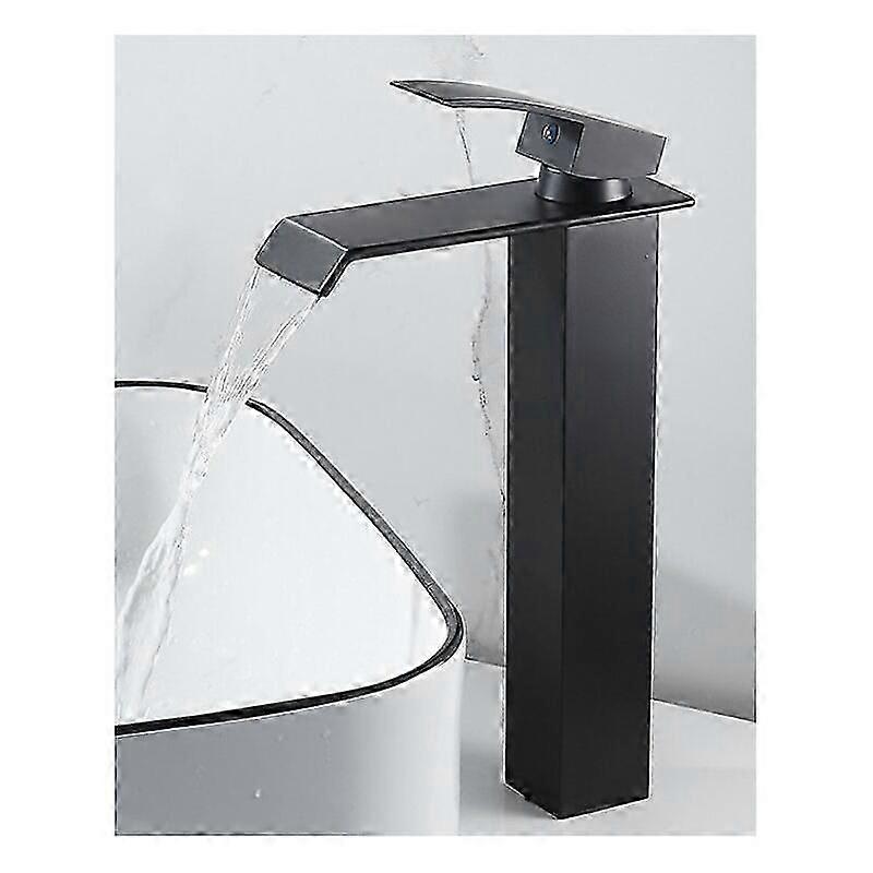 Black Bathroom Faucet Tall Tall Basin Mixer Tap,Modern Creative Design Single Hole Basin Faucet,Pure Brass,Matte Black