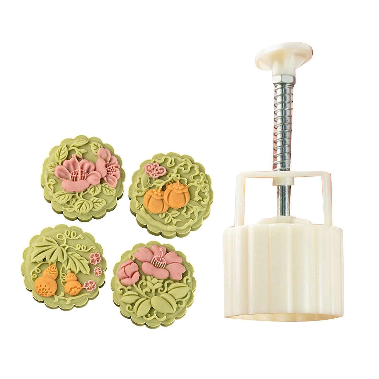 Functional Mooncakes Shaping Set Home Baking Mooncakes Shaping Mould with 4 Festival Pattern for Celebration Multicolor