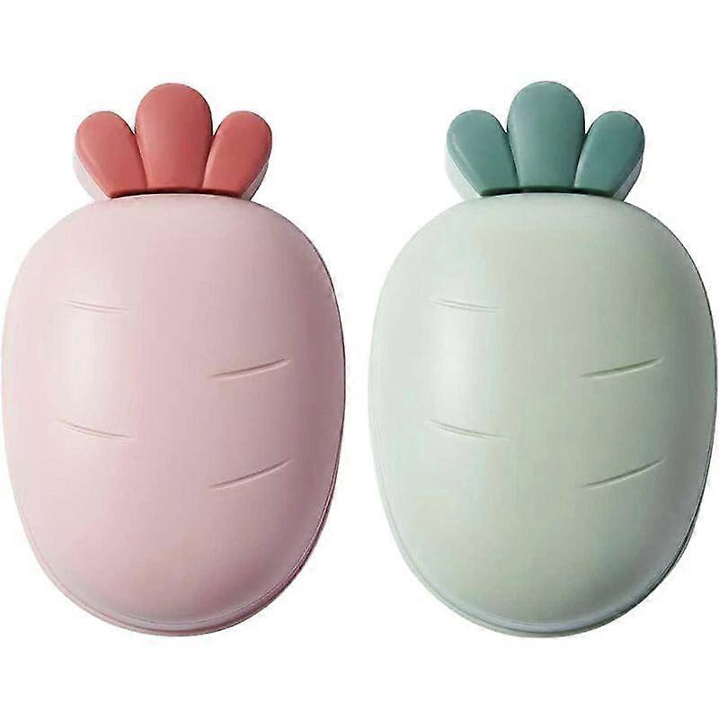 2 Pieces Soap Dish Soap Box, Carrot Shape Soap Holder Container Plastic Soap