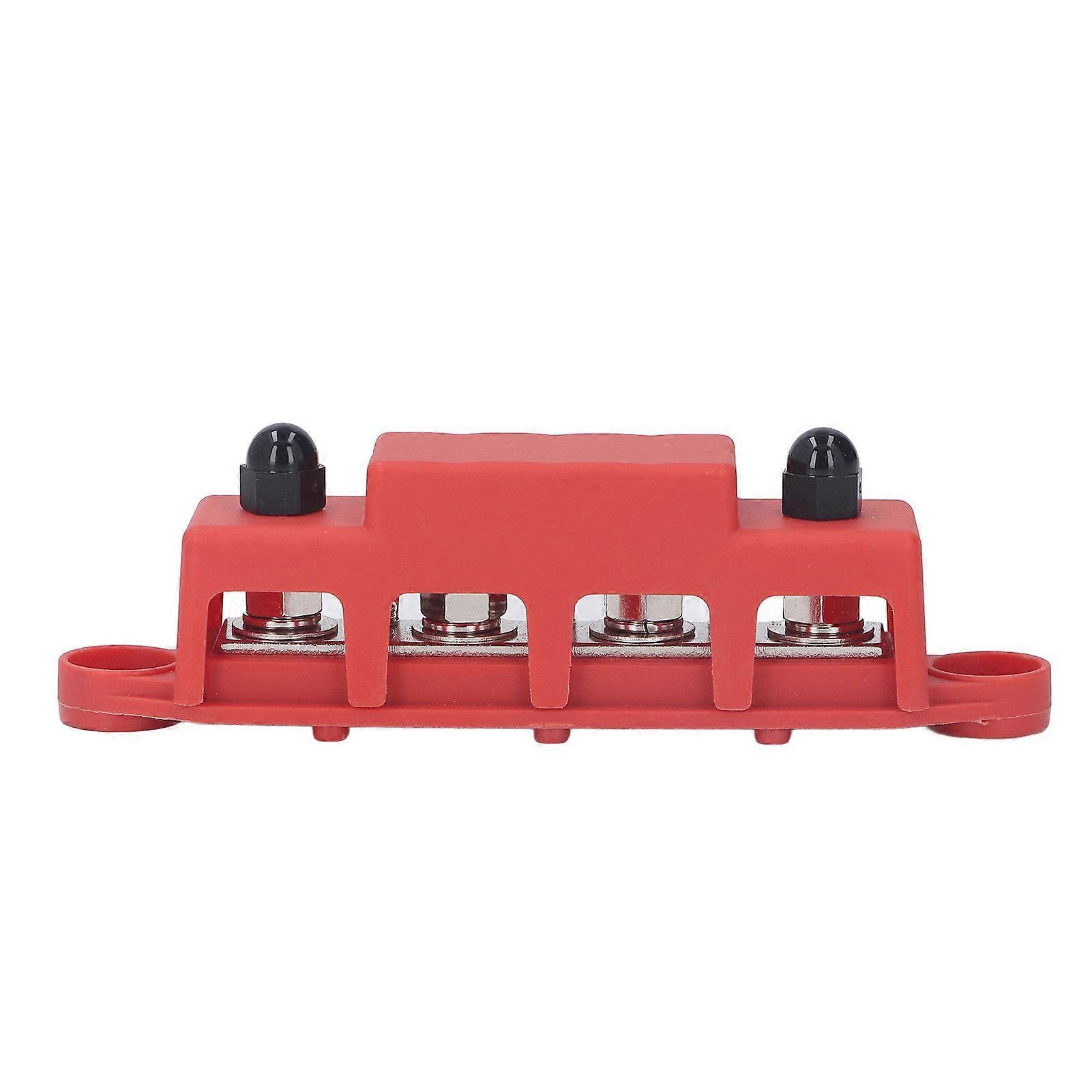 M8 4 Stud Bus Bar Heavy Duty Power Distribution Module Busbar Box for RV Yacht 48V DC 250A Red