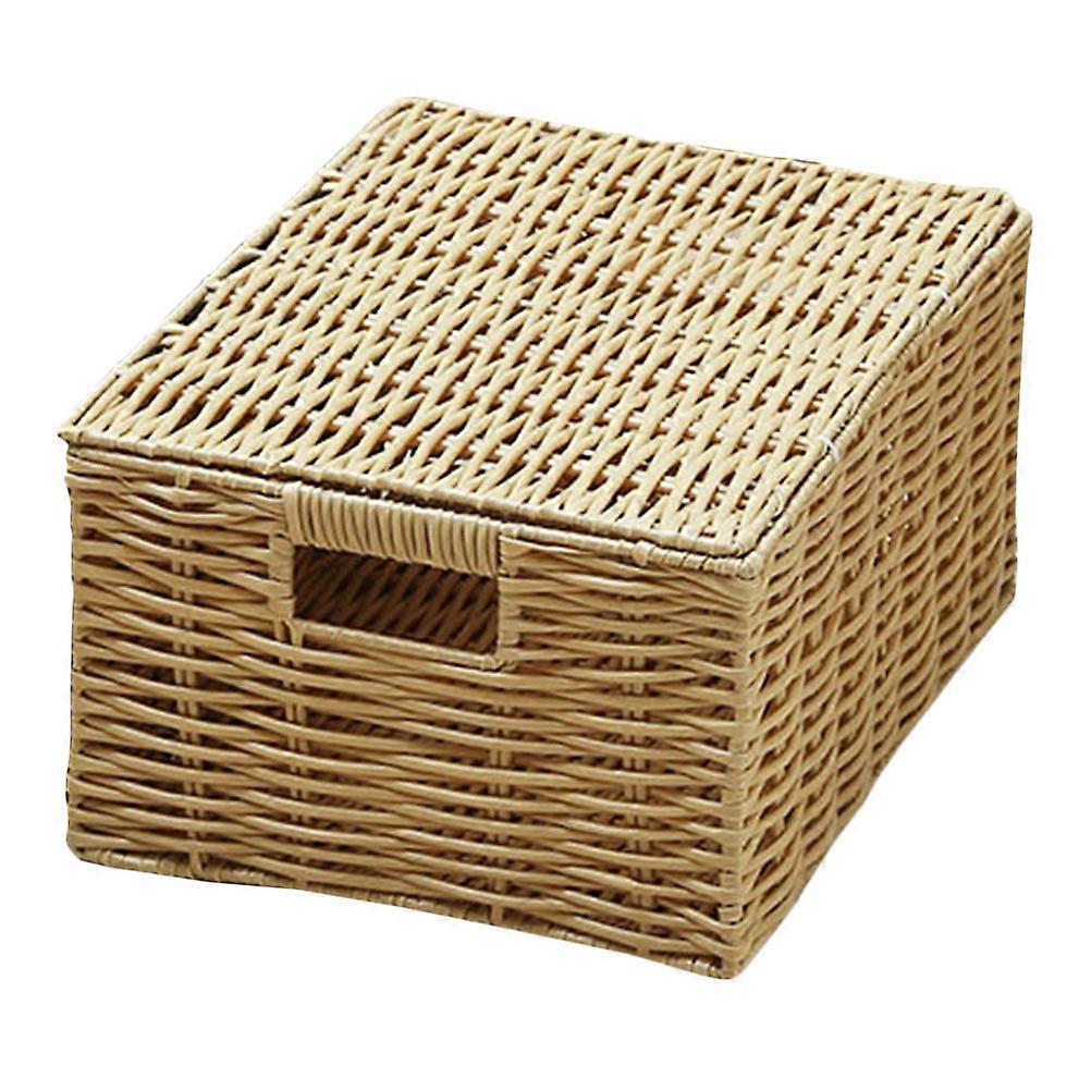 Decorative Storage Basket Plastic Imitation Rattan for Home 1Pcs