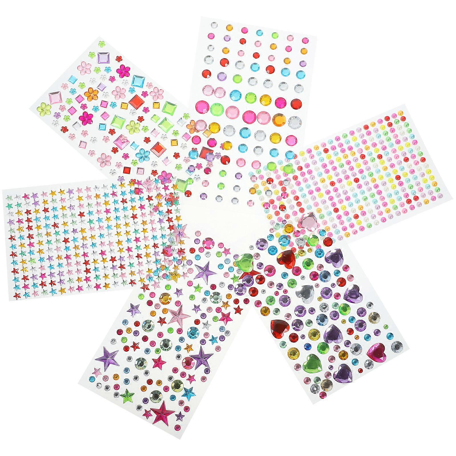 Acrylic Gems Stickers Decorative Gems Stickers for Children Gifts 18 Sheets