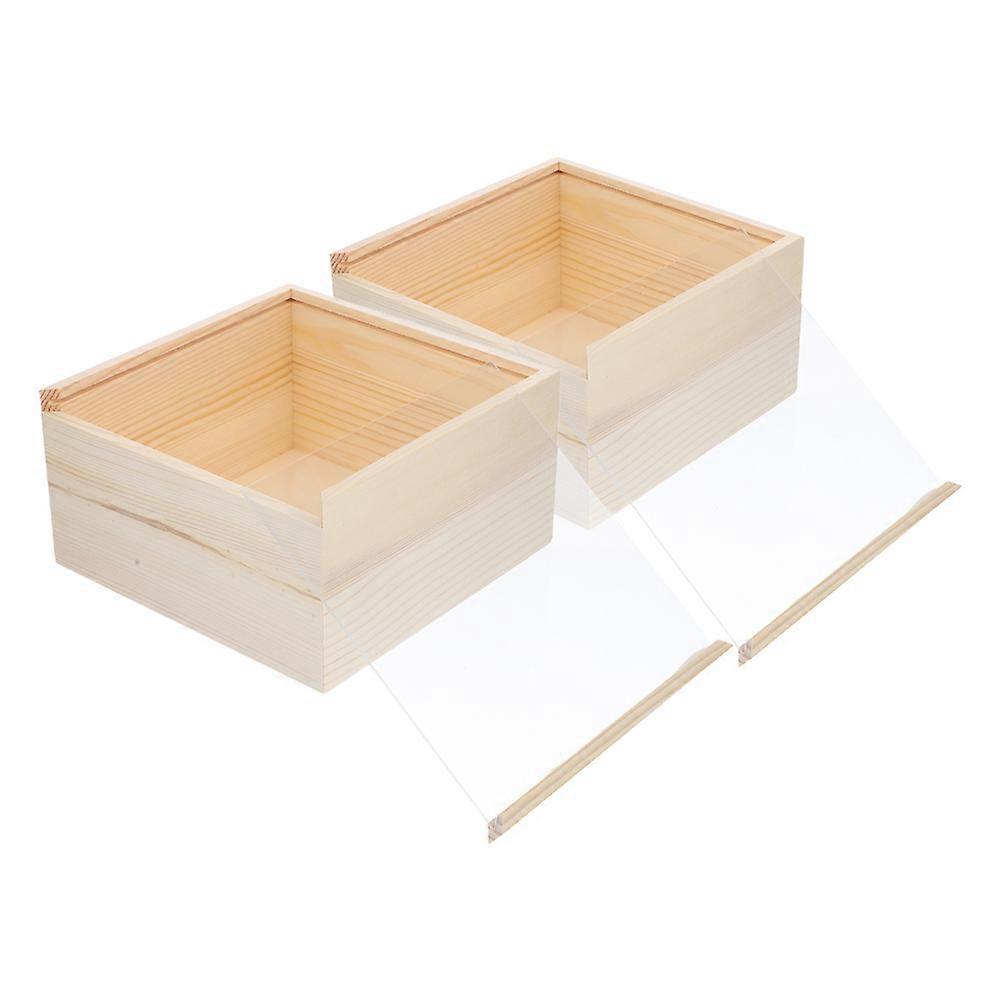 Wooden Organizer Men for Storage 4Pcs with Sliding Top and Acrylic Lid
