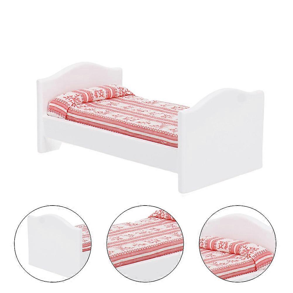 Bed Model for Decor Mini House Accessory 2Pcs White Set