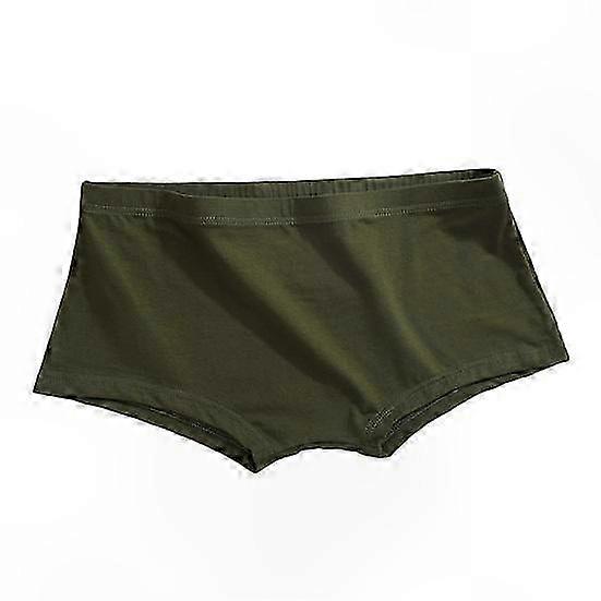 Men Boxer Underwear Solid Color Breathable Elastic Boxer Briefs U-Convex Flat-Angle Design Panties Home Wear