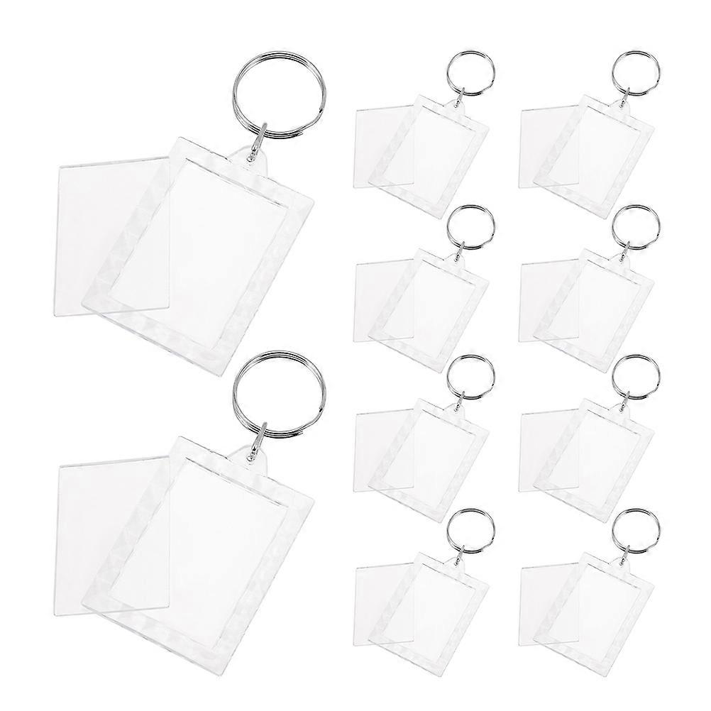 Diy Craft Keychain Acrylic Rectangle Photo Frame for Personal Use Transparent with 20Pack