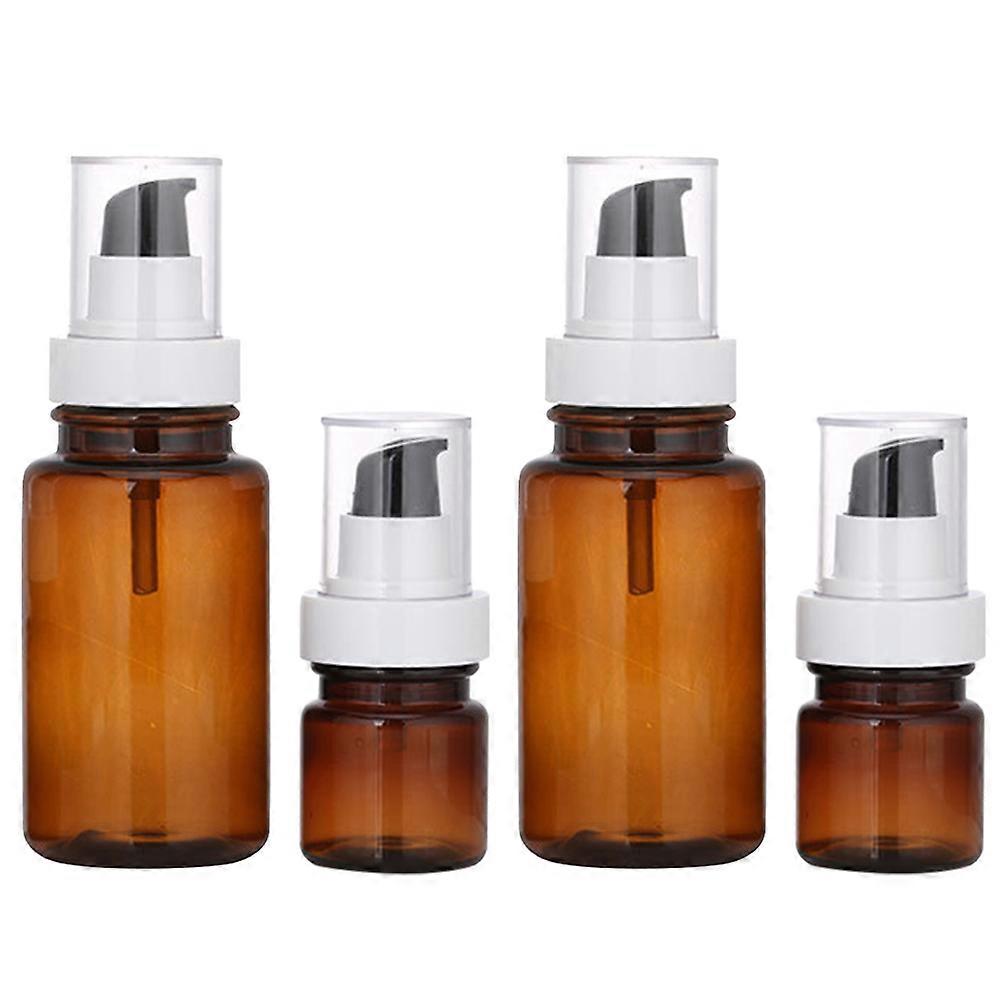 Small Plastic Bottles Press-Type Bottles for Storage Holder Light Brown Pet Pp Storage 4Pcs