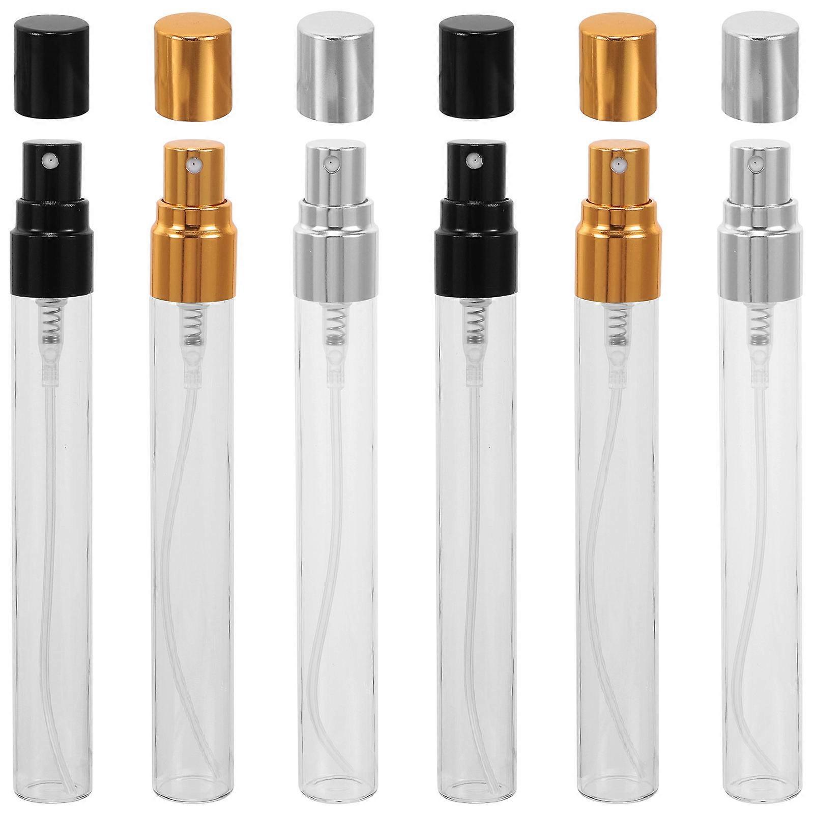 Perfume Subpackaging Bottles 6Pcs Assorted Color Durable Glass Pump Bottles for Storage