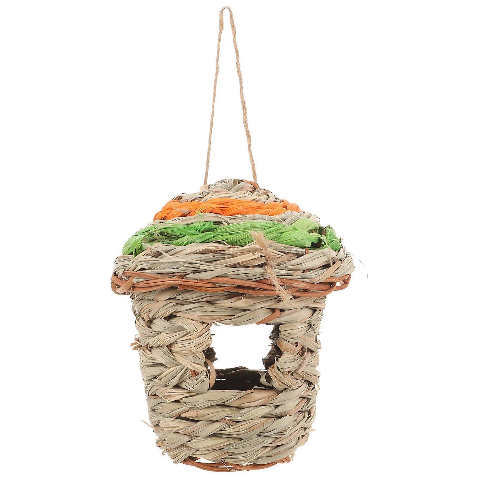 Hanging Hummingbird Nest Straw Woven Bird House for Outside 3Pcs Set