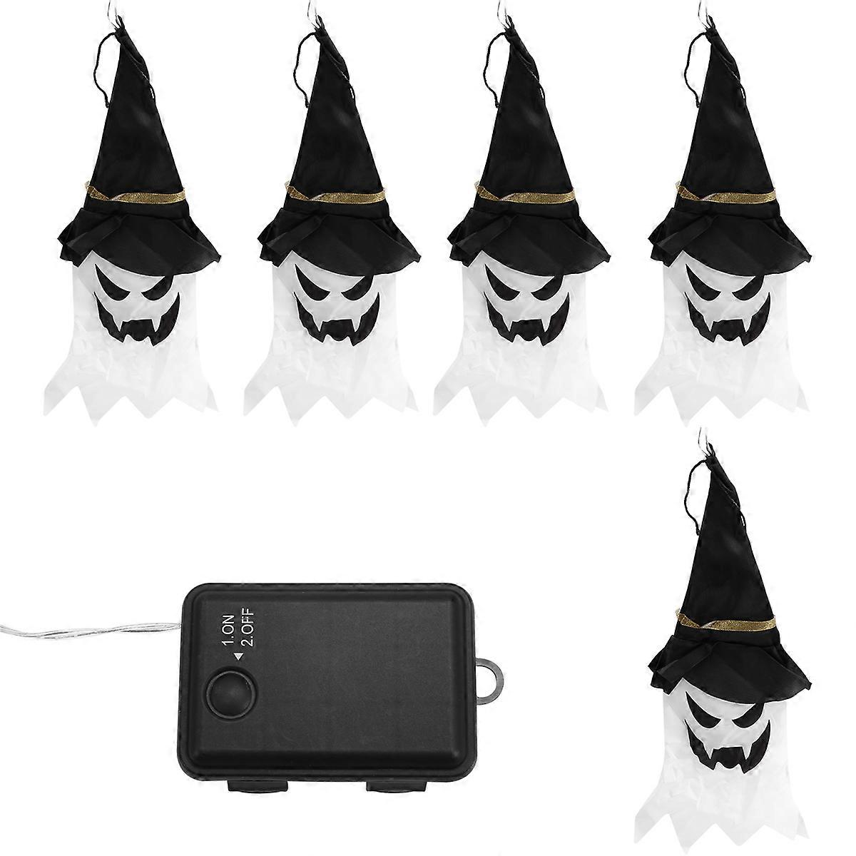 Halloween LED Flashing Light Hanging Ghost Up Glowing Wizard Hat Lamp