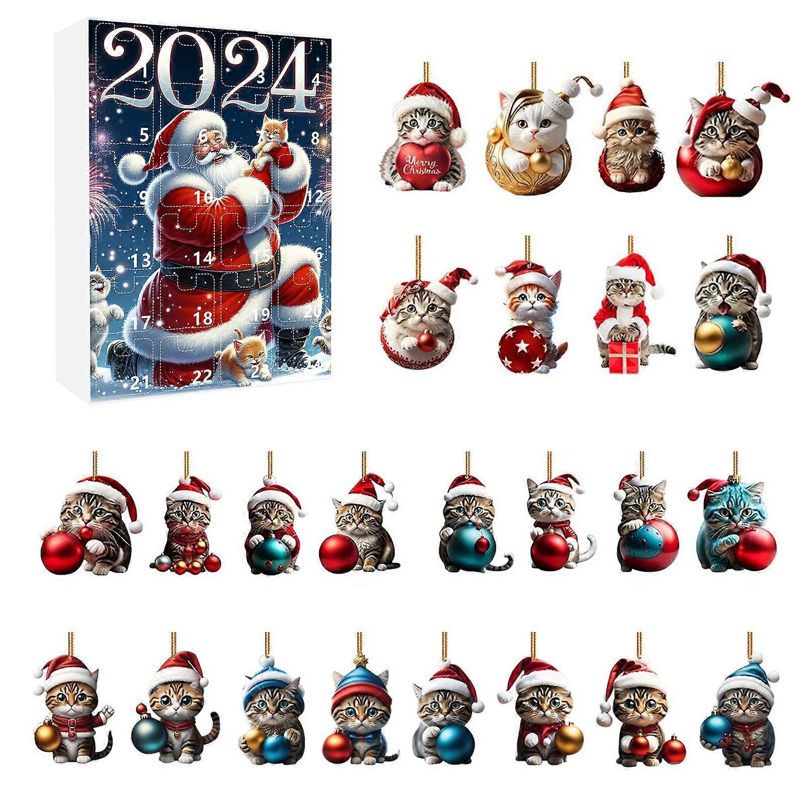 Weihnachten Countdown Blindbox Acryl Katze Anhänger Auto Anhänger Weihnachtskalender Blindbox