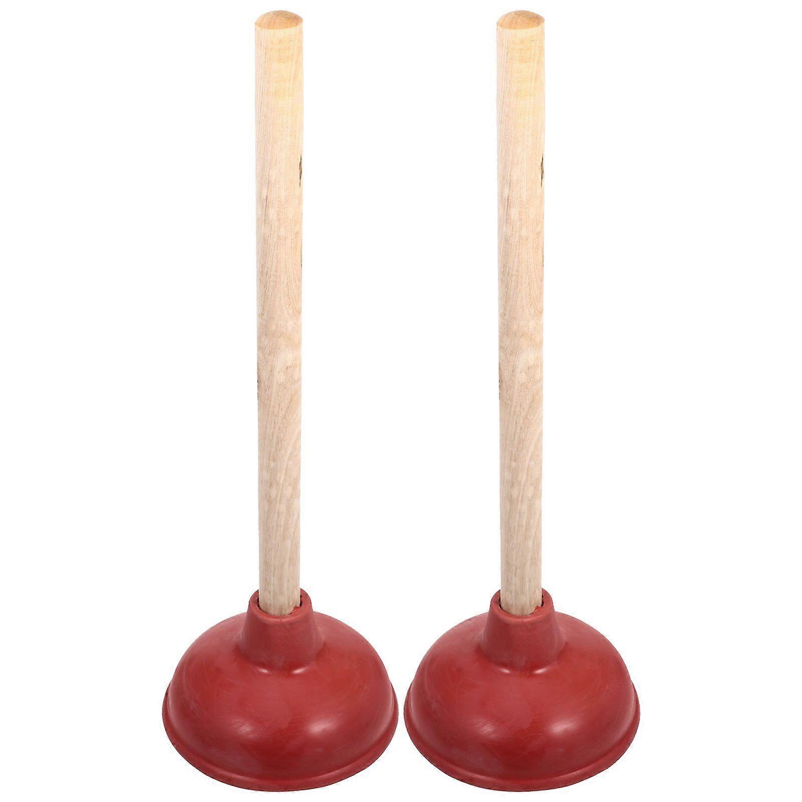 2Pcs Closestool Rubber Sewer Cleaning Accessory (Red)