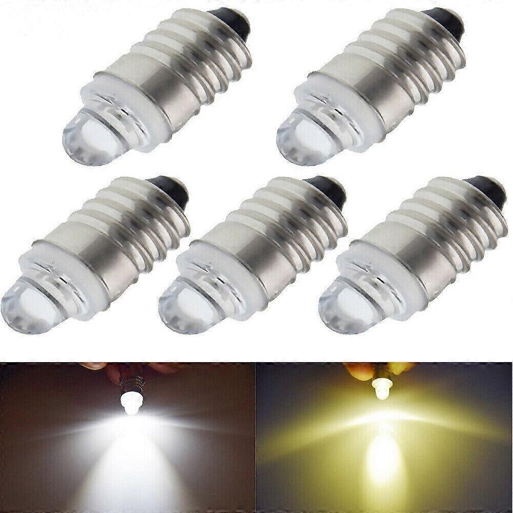 5pcs E10 LED Bulb 3V DC Warm/White Screw Lamp Replacement For Torch Flashlight Light