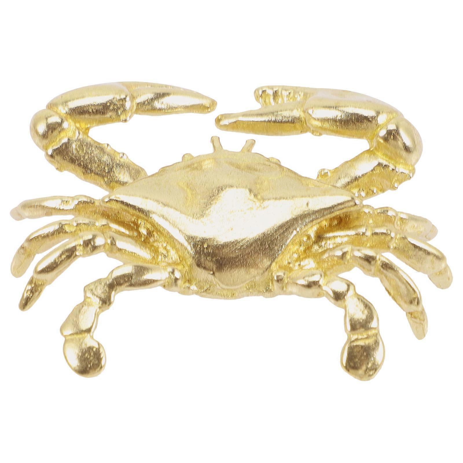 Vintage Brass Crab Craft Decoration for Desktop Use 5Pcs Ornament Set