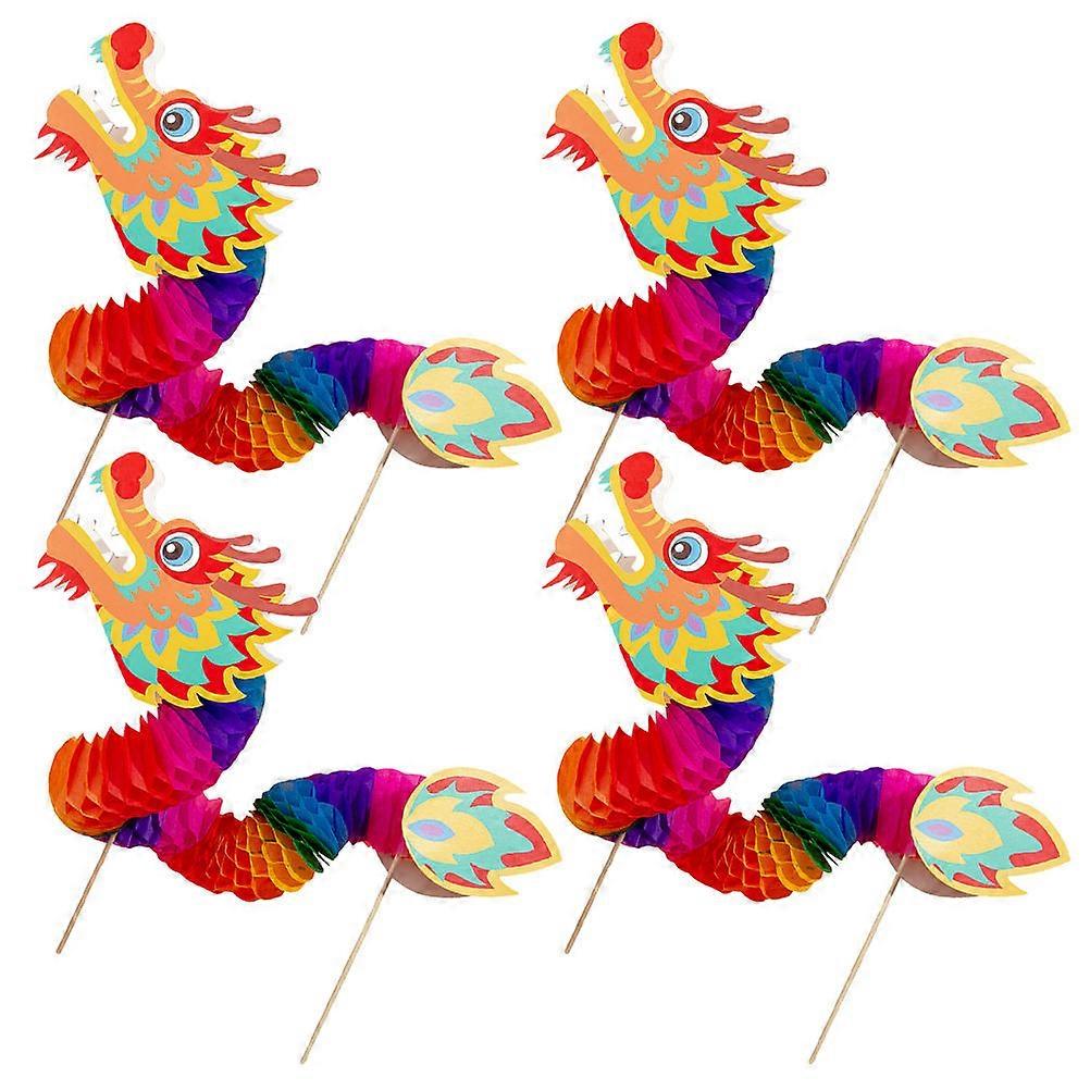 Spring Festival Dragon Decorations for Party Use 8Pcs Paper Material