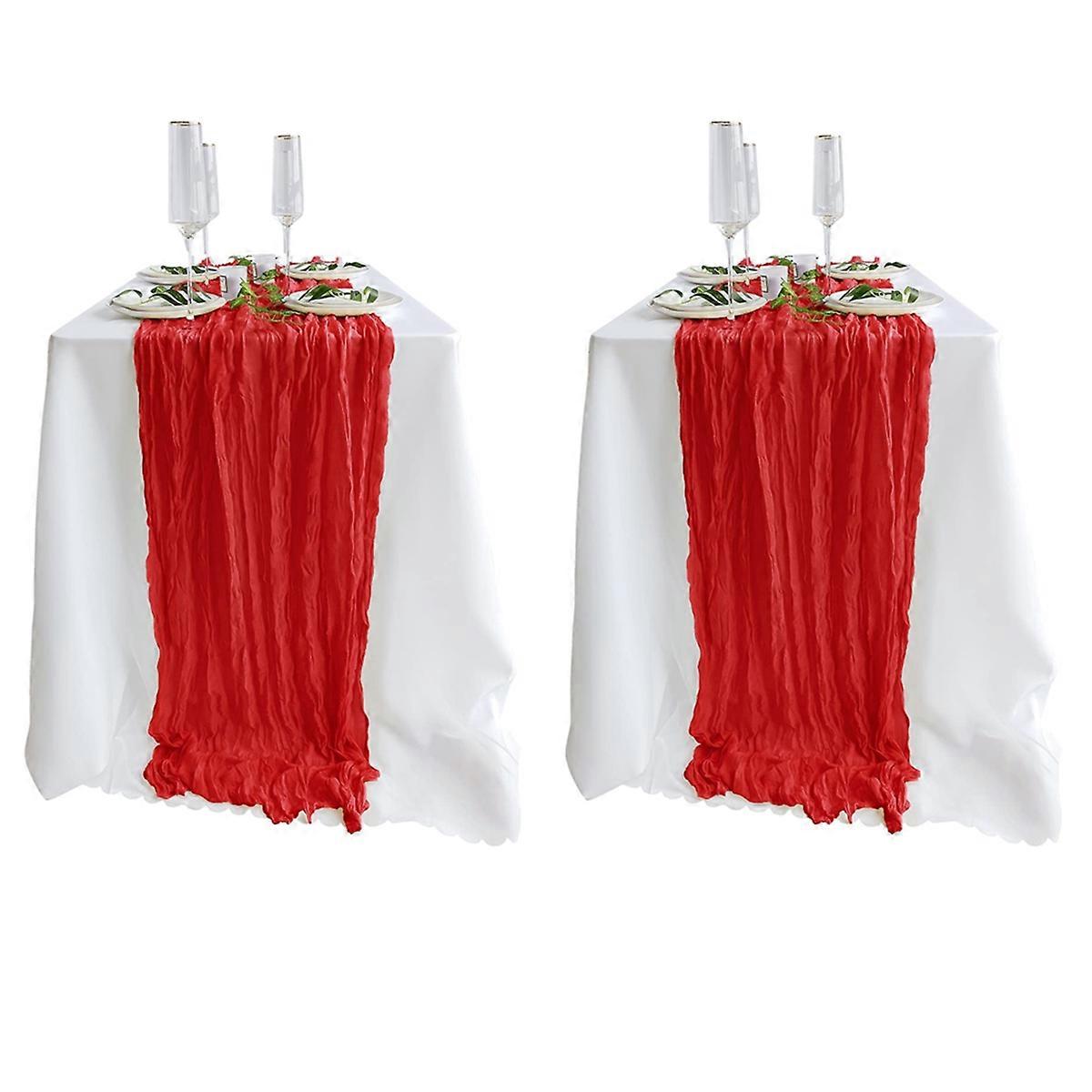 2er-Pack Tischläufer aus rotem Käsetuch2er-Pack Boho-Käsetuch-Tischläufer