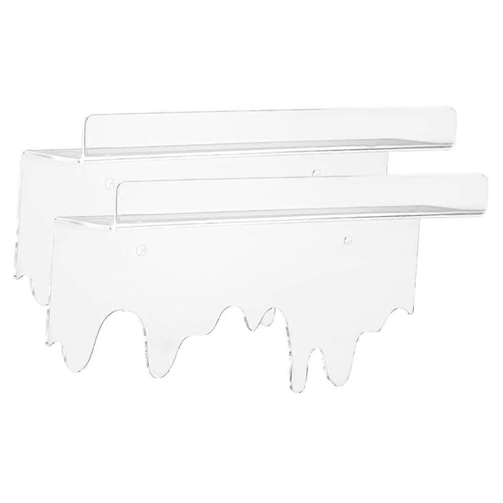 Shelves Wall Mounted Bathroom Rack Clear Wall Shelf Perfume 2Pcs