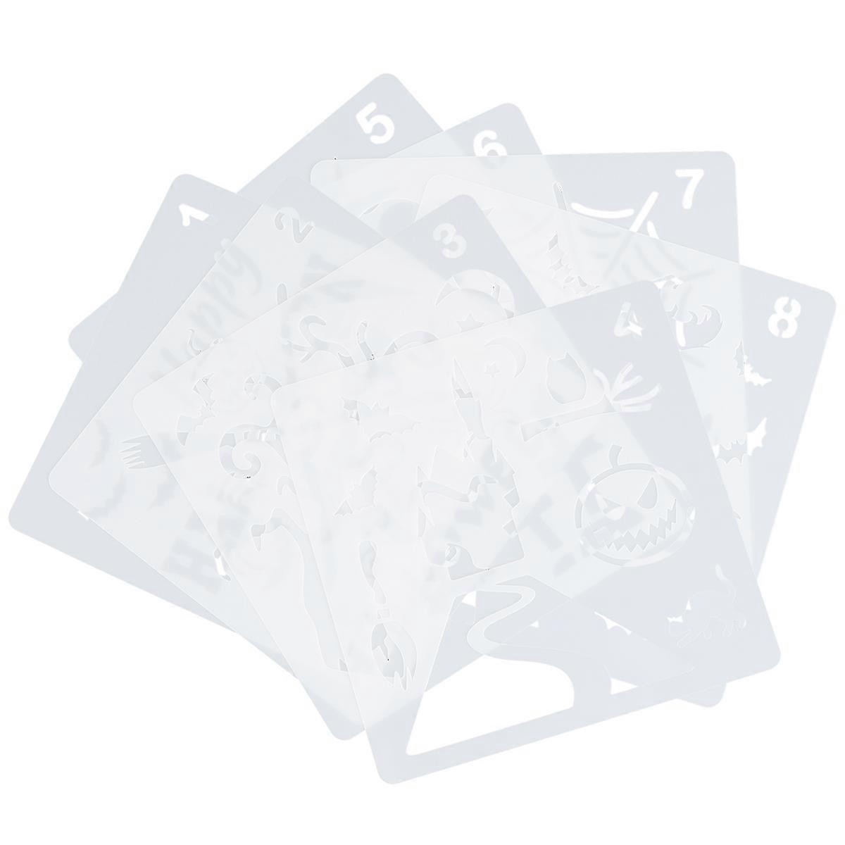 Kids Halloween Drawing Stencils 16 Pcs Featuring White Square Design Ideal for DIY Crafts and Creative Paper Crafting Activities