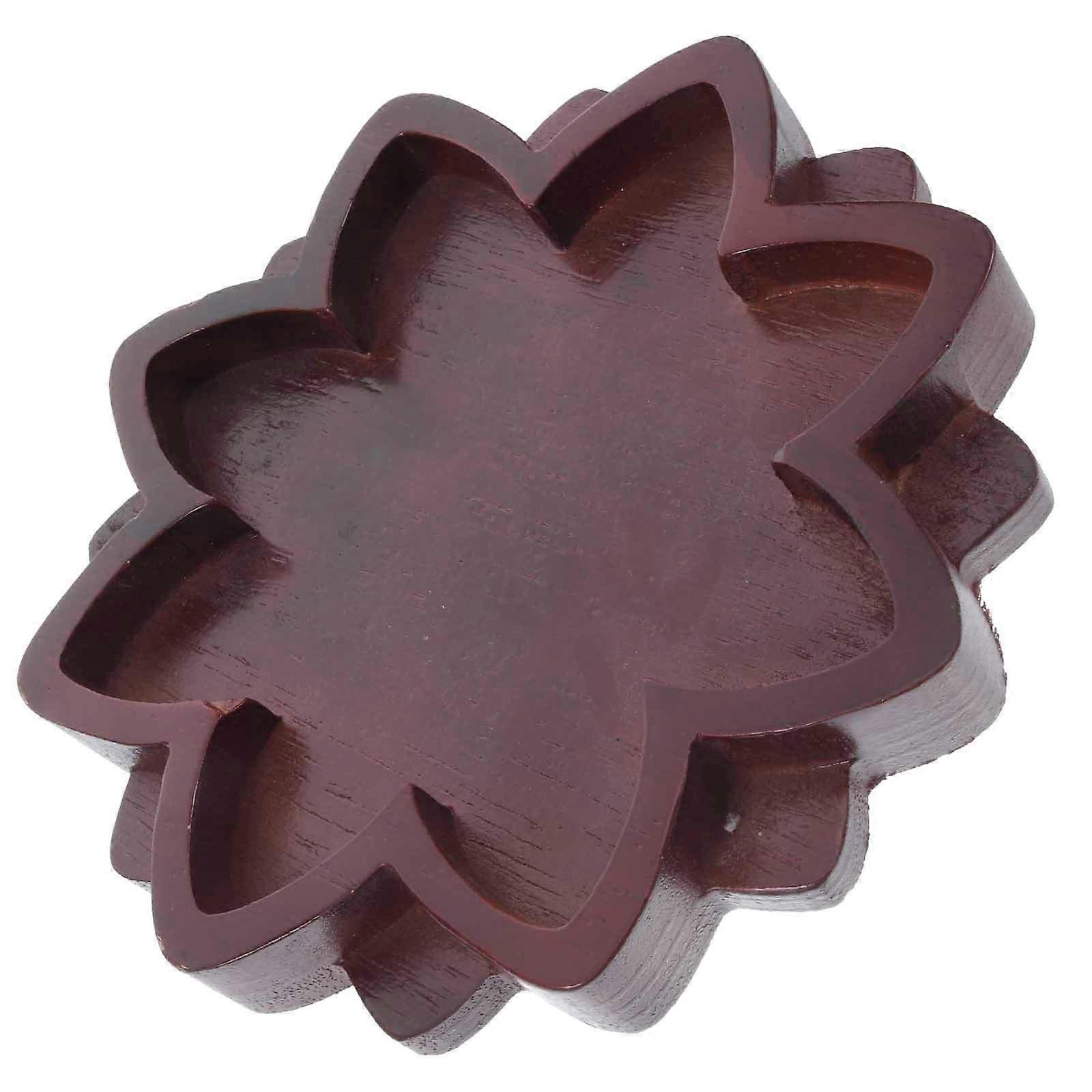 Wooden Lotus Shaped Crystal Tray for Trinket Storage 5Pcs Set