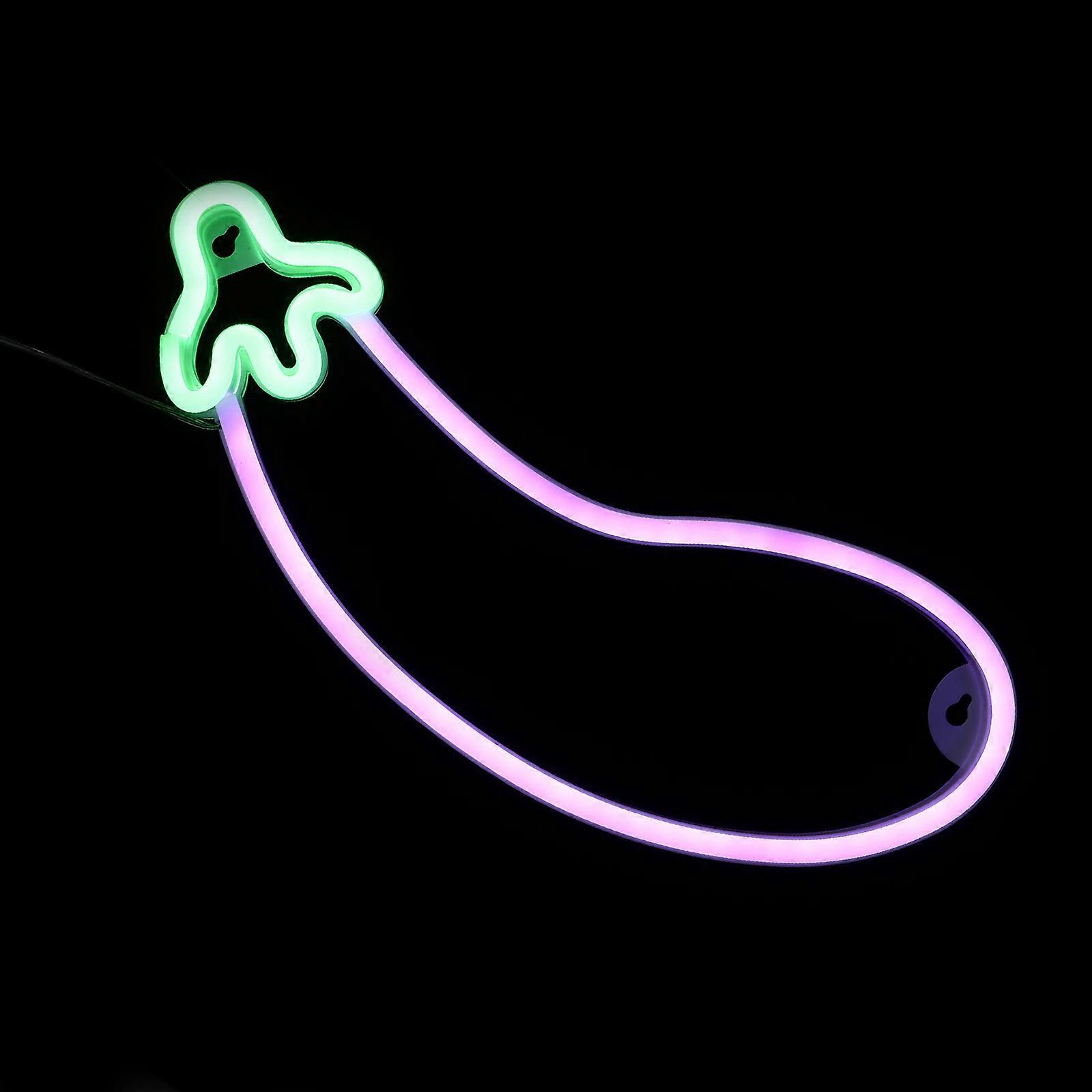 Neon Light Eggplant Shape LED Sign for Room Decor 3Pcs